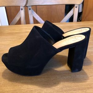 Vince Camuto Black Velvet Platform Slides